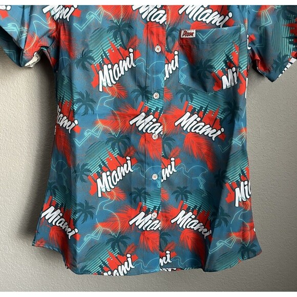 Dixxon Flannel Co. Women’s S The Vice Miami Print Button Down Party Shirt - Picture 3 of 10